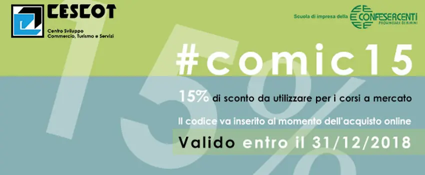 15% di sconto per i corsi a catalogo 15% di sconto per i corsi a catalogo