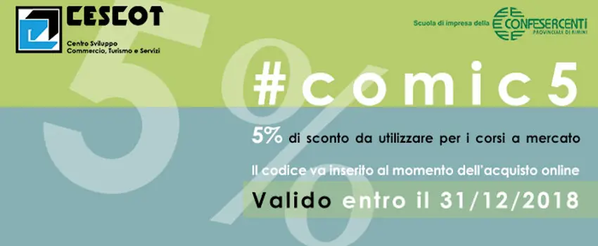 5% di sconto per i corsi a catalogo 5% di sconto per i corsi a catalogo