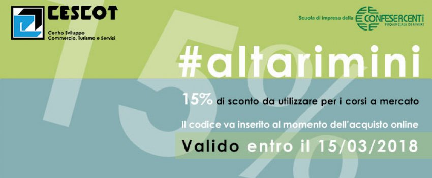 15% di sconto per i corsi a catalogo