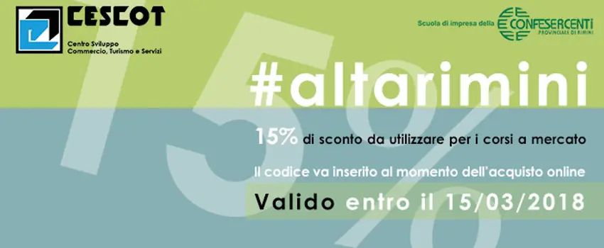 15% di sconto per i corsi a catalogo 15% di sconto per i corsi a catalogo