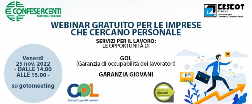 SERVIZI PER IL LAVORO: Le opportunità di GOL (Garanzia di occupabilità dei lavoratori) e GARANZIA GIOVANI PER LE IMPRESE CHE CERCANO PERSONALE