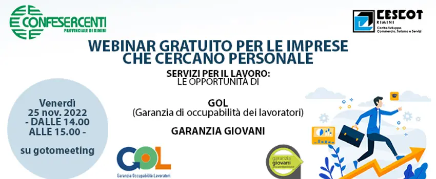 SERVIZI PER IL LAVORO: Le opportunità di GOL (Garanzia di occupabilità dei lavoratori) e GARANZIA GIOVANI PER LE IMPRESE CHE CERCANO PERSONALE SERVIZI PER IL LAVORO: Le opportunità di GOL (Garanzia di occupabilità dei lavoratori) e GARANZIA GIOVANI PER LE IMPRESE CHE CERCANO PERSONALE